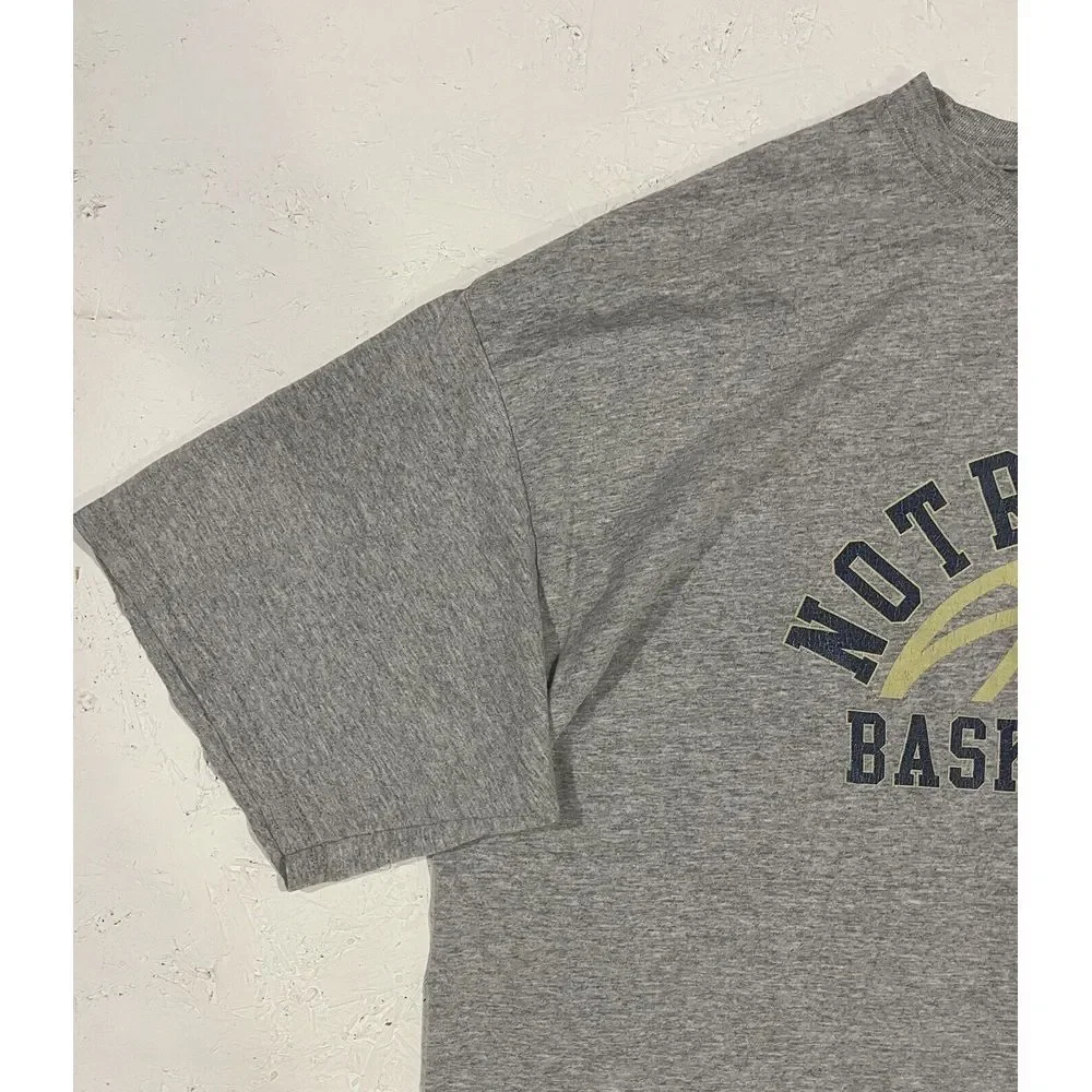 Vintage Adidas Notre Dame Basketball Shirt Mens XL Gray Logo‎ Short Sleeve
